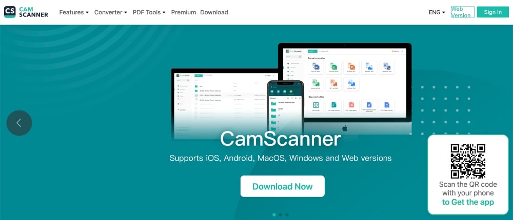 CamScanner の Web サイト