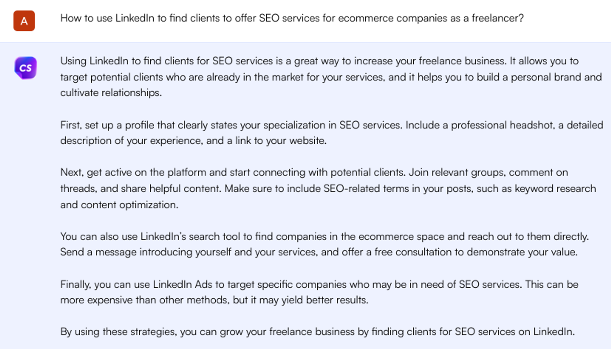 Encontrar clientes en LinkedIn - casos de uso de chatgpt