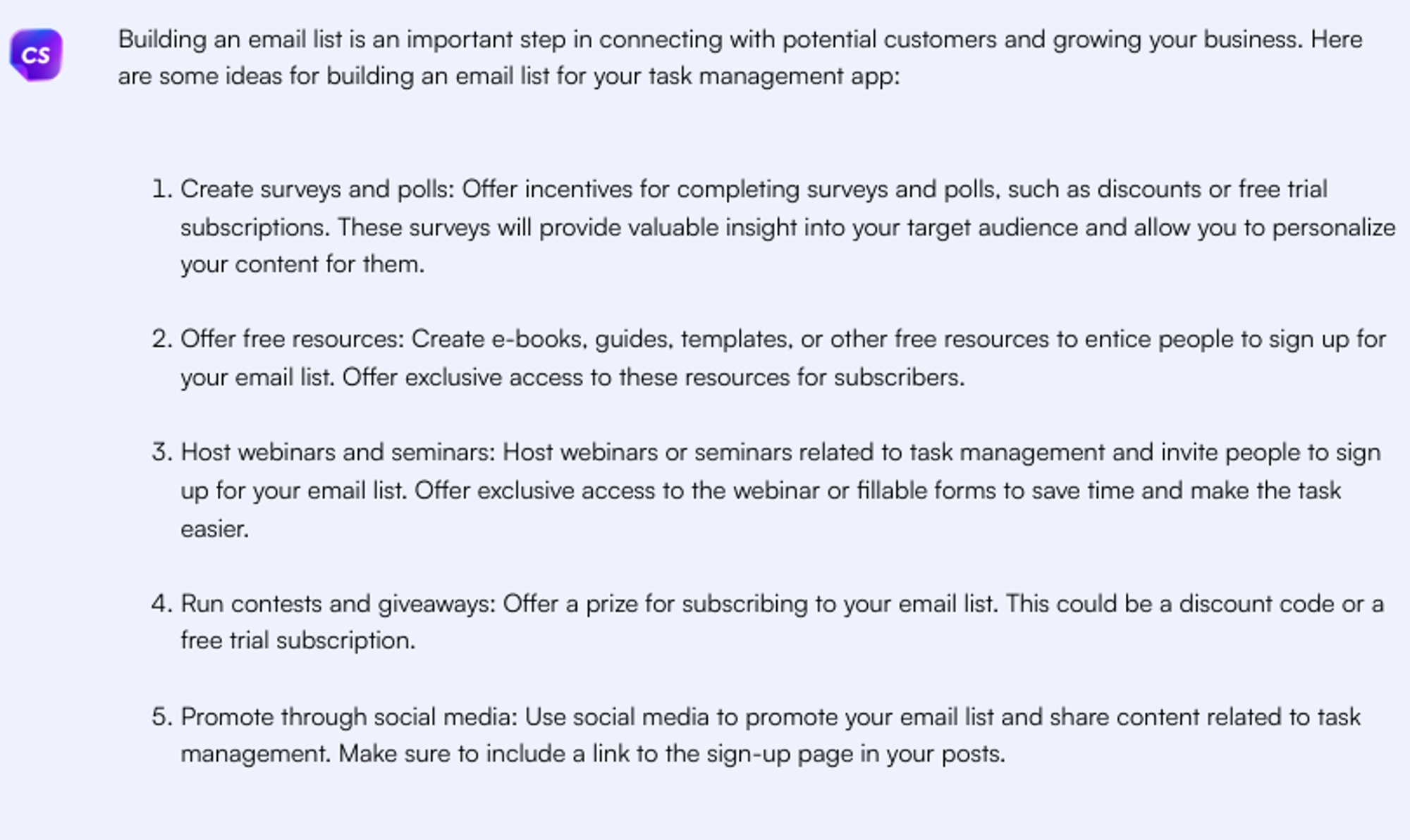 Creación de una lista de correo electrónico: casos de uso de chatgpt