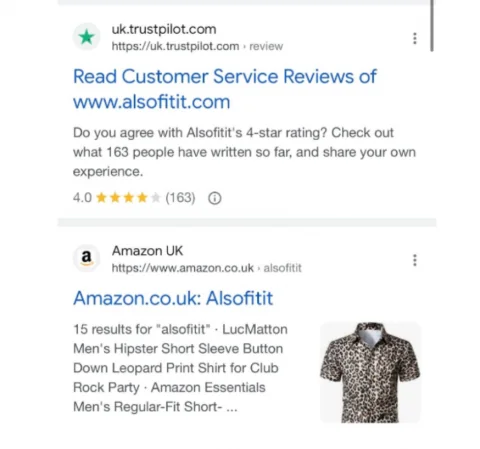 aveți încredere în recenziile pilot și magazinul Amazon pe căutarea Google