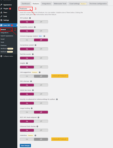 Klik pada Tab Fitur.
