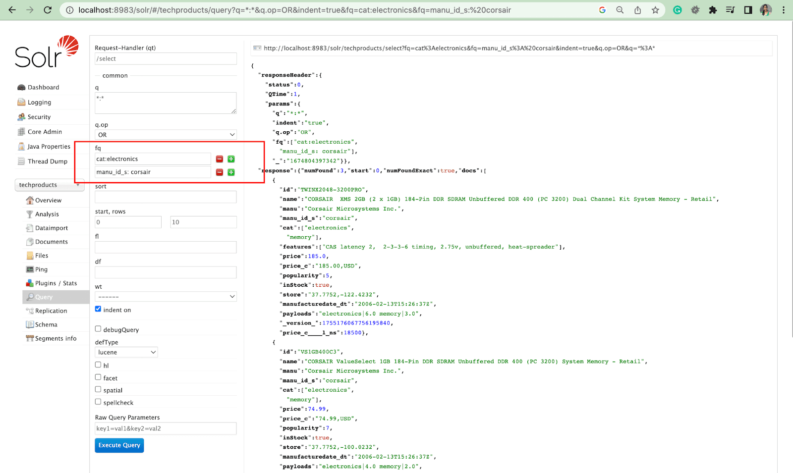 interogare de filtru