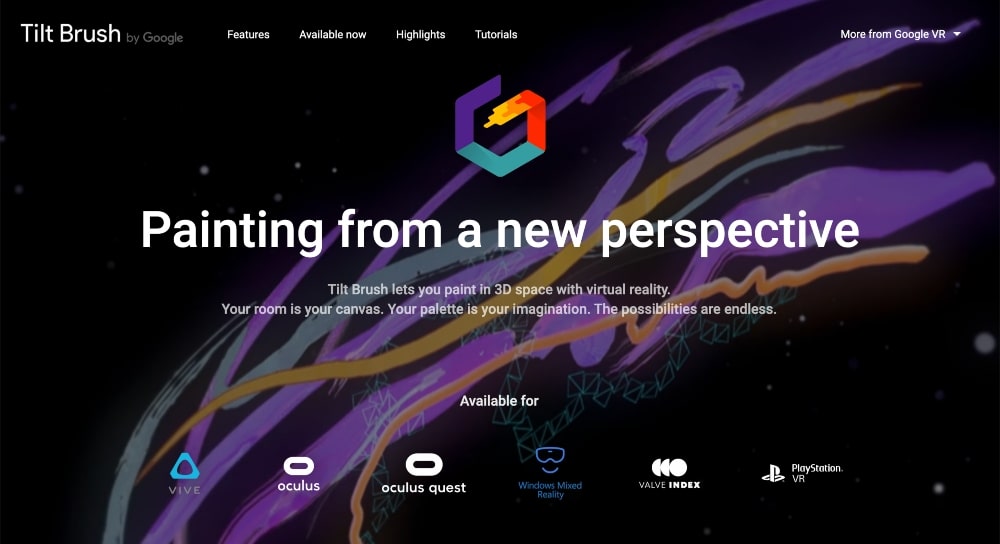 Site do Google Tilt Brush