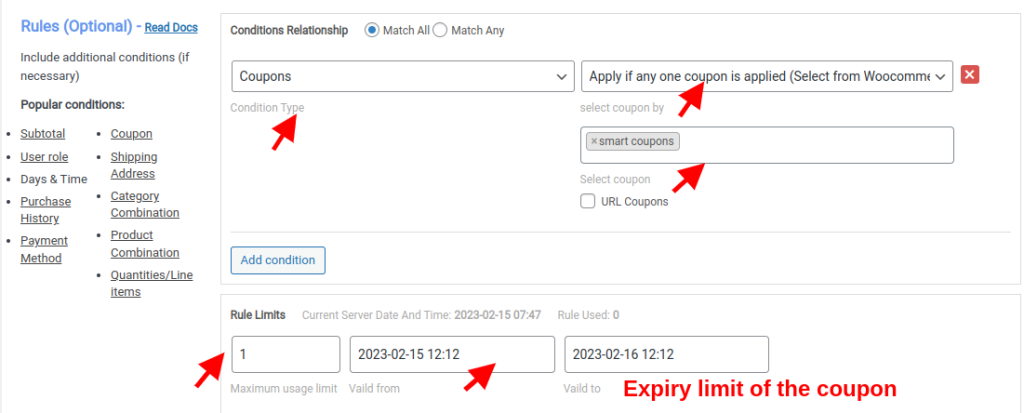 Ketentuan untuk membuat kupon di WooCommerce