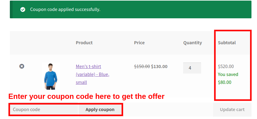 Halaman checkout setelah kupon diterapkan