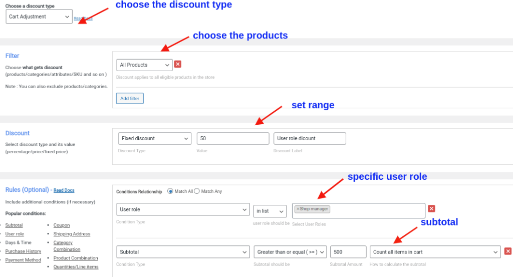 reducere la nivelul întregului magazin pentru anumiți utilizatori