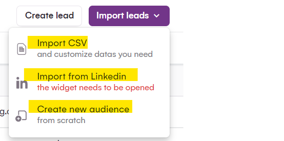 создавать списки лидов