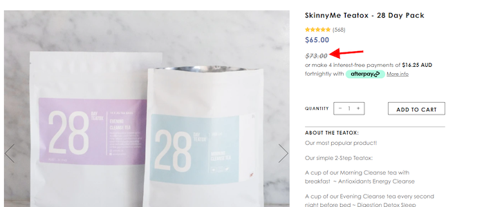 esempio di prezzo più alto e risparmio