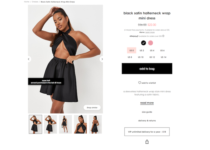 pagina di vendita che mostra gli acquisti di altri