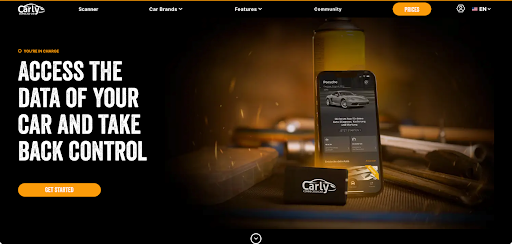 página de destino de la aplicación mycarly.com