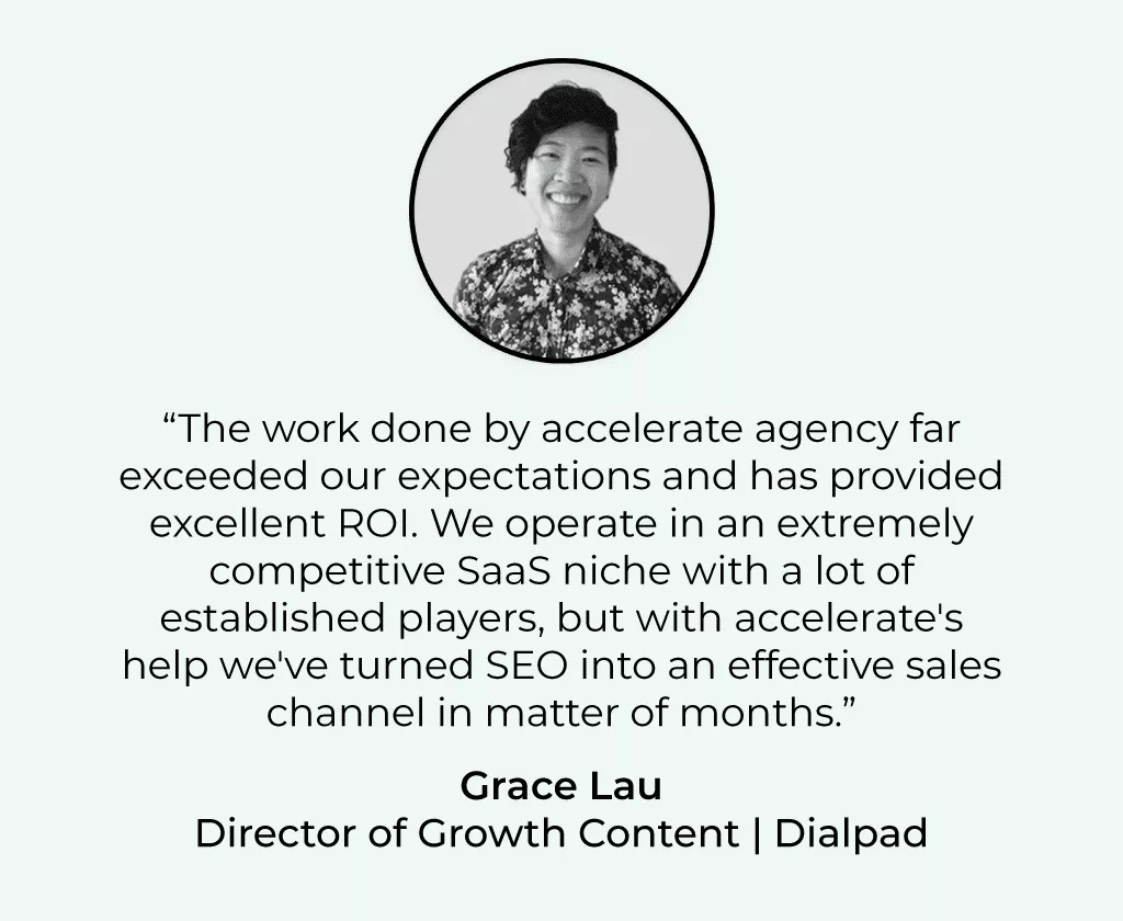 Grace Lau - Dialpad - Testimonianza SEO SaaS