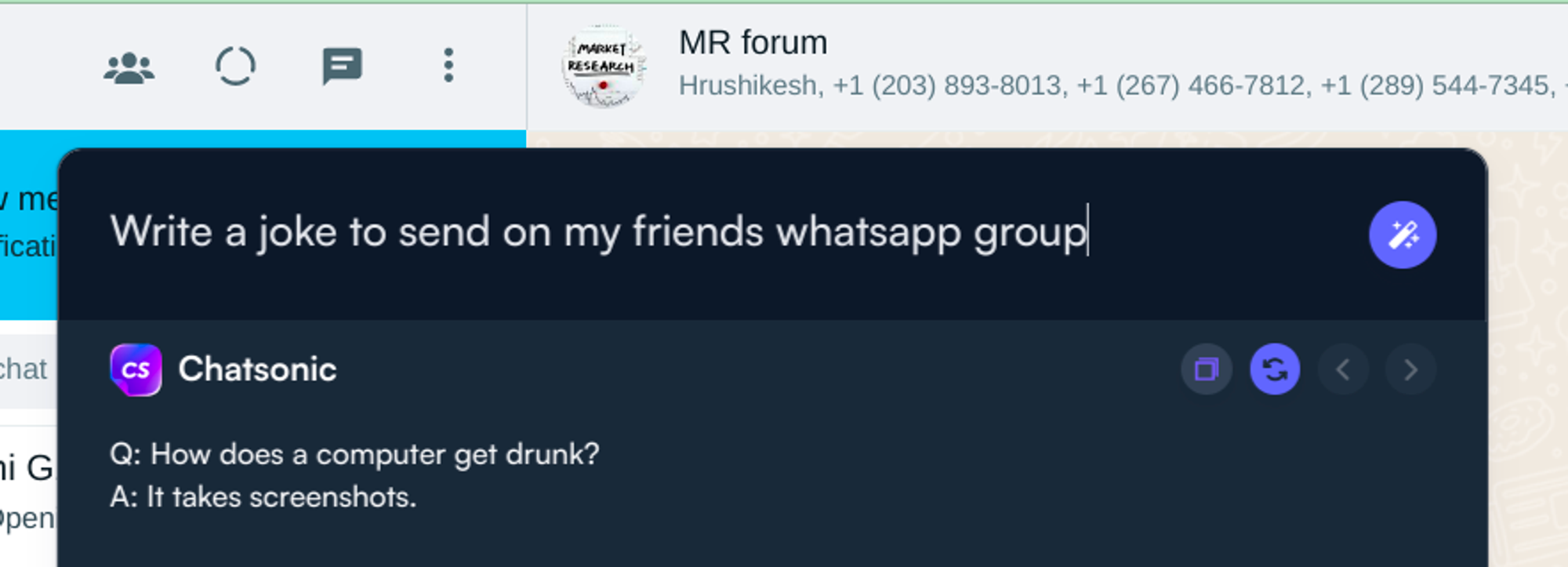 ChatSonic chrome 扩展 WhatsApp 笑话 - chatgpt 下载
