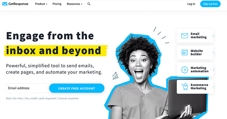 Ferramenta completa favorita para marketing de automação: GetResponse - solução de e-mail, site e comércio eletrônico para aumentar as vendas.