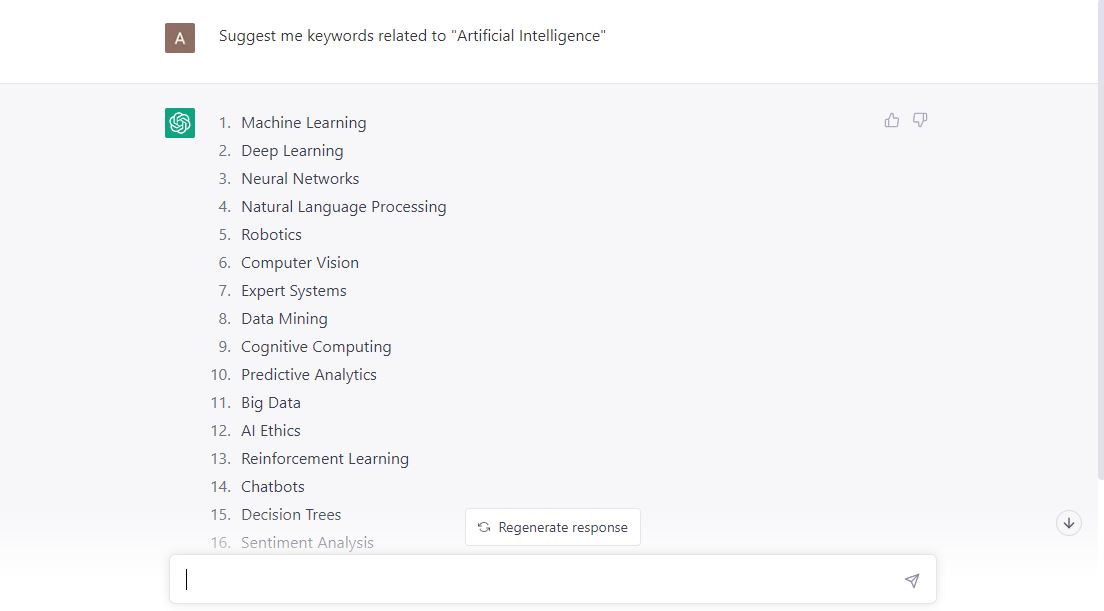 Keyword research - chat gpt