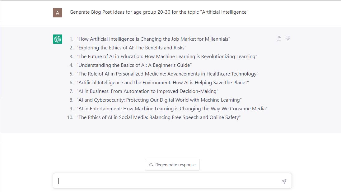 Brainstorming - chat gpt