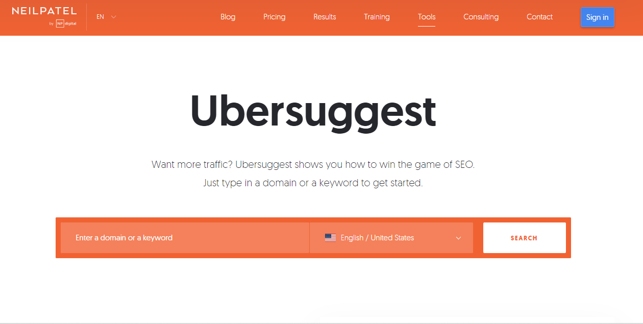 Ubersuggest SEO ツール