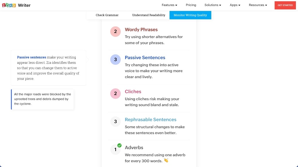 ميزات ZohoWriter