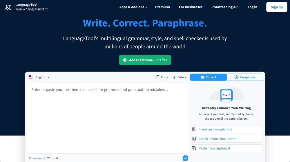 موقع ويب LanguageTool