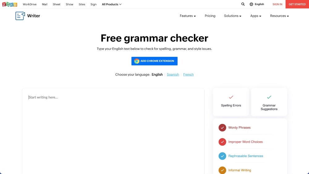 موقع ZohoWriter الإلكتروني