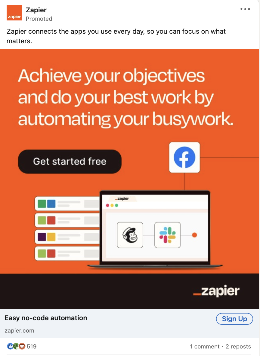 مثال على إعلان LinkedIn