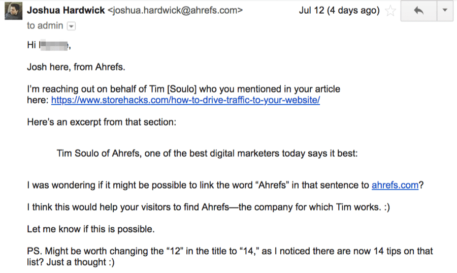 Correo electrónico de mención de la marca