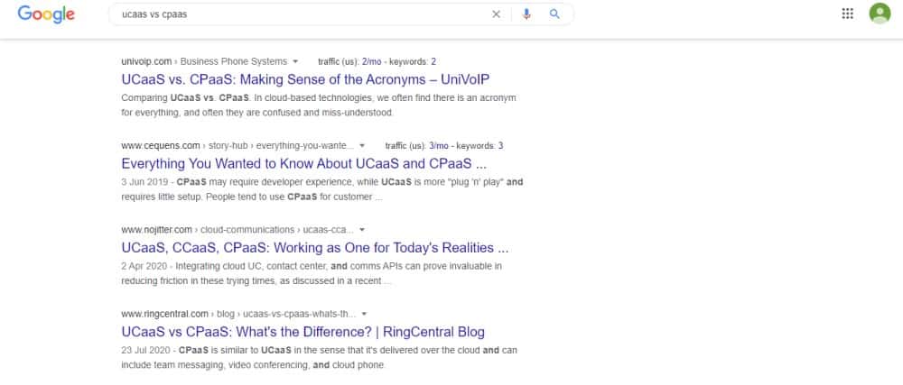 Example of middle of the funnel SEO keyword research.