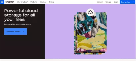 Dropbox; Wertversprechen, CTA, einfach
