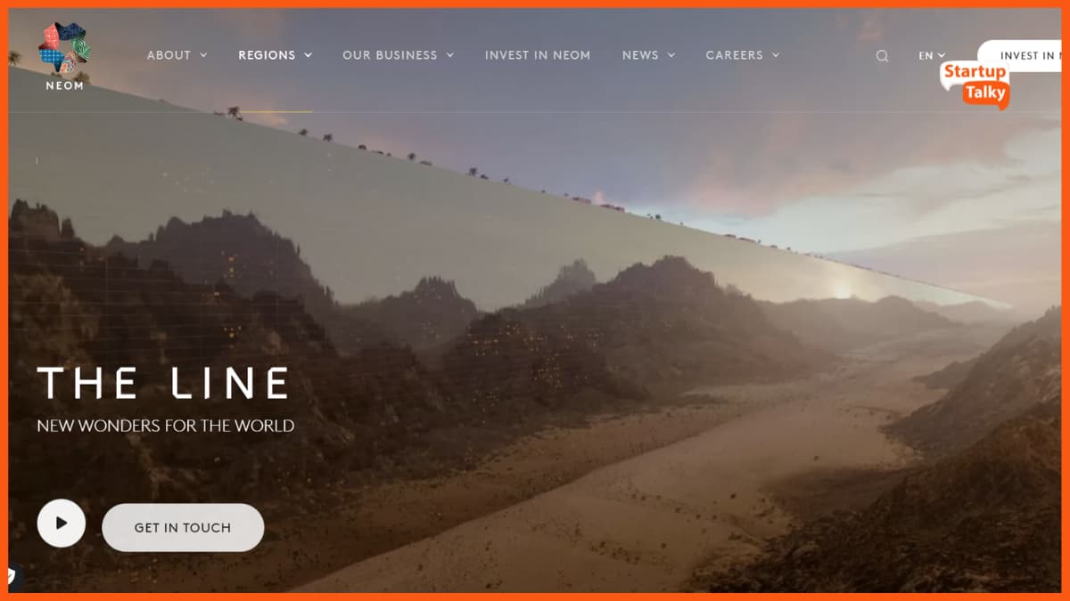 NEOM The Line, Screenshot von der NEOM-Website