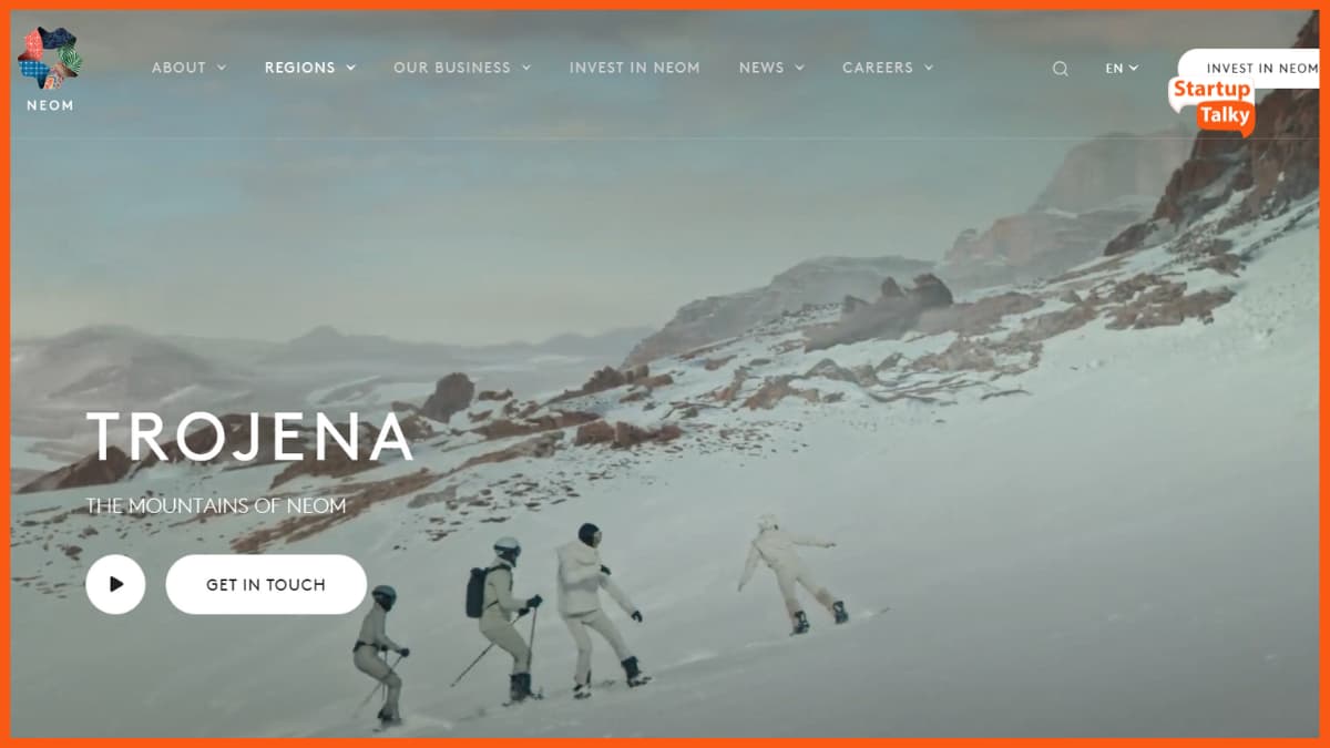 NEOM Trojena, Screenshot von der NEOM-Website