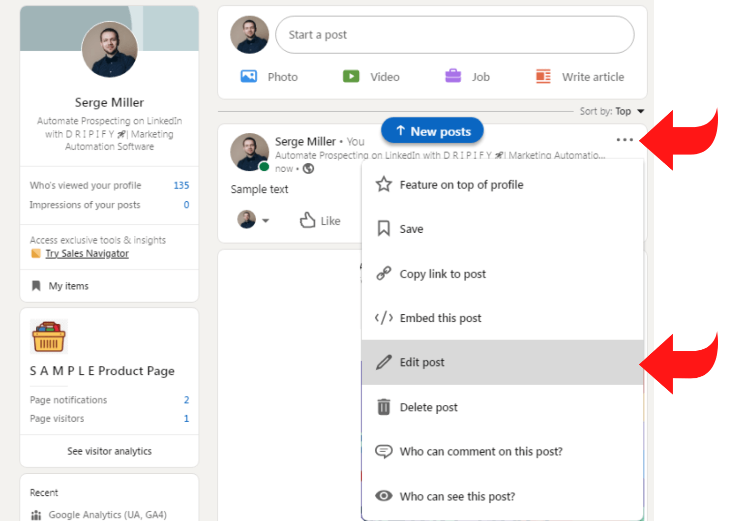 изменить старый пост