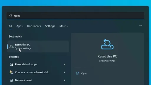 Redefina o Windows Windows para acelerar o computador