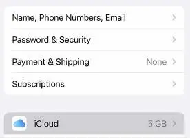 Buka Pengaturan untuk mentransfer penyimpanan iphone ke icloud