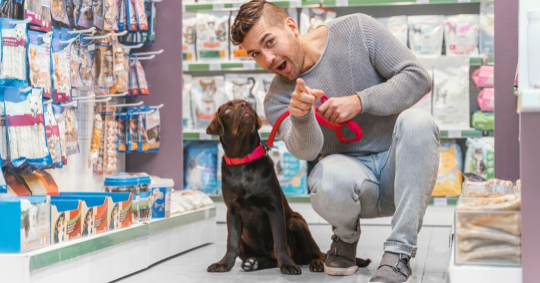 صاحب كلب يحضر حيوانه الأليف إلى متجر محلي تم العثور عليه من خلال البحث المحلي.