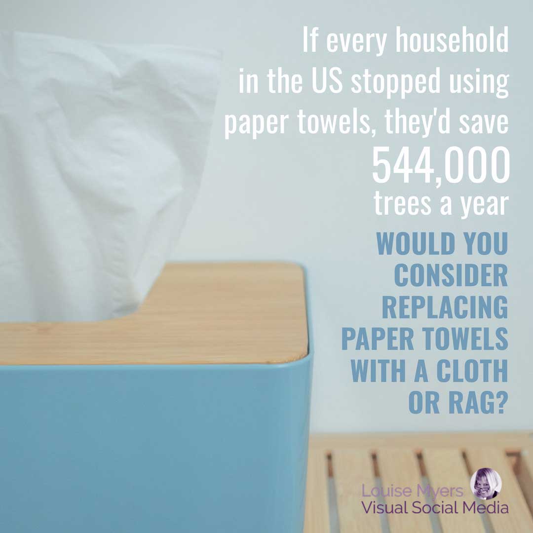 photo du distributeur de papier a des statistiques sur la sauvegarde des arbres en renonçant aux serviettes en papier.