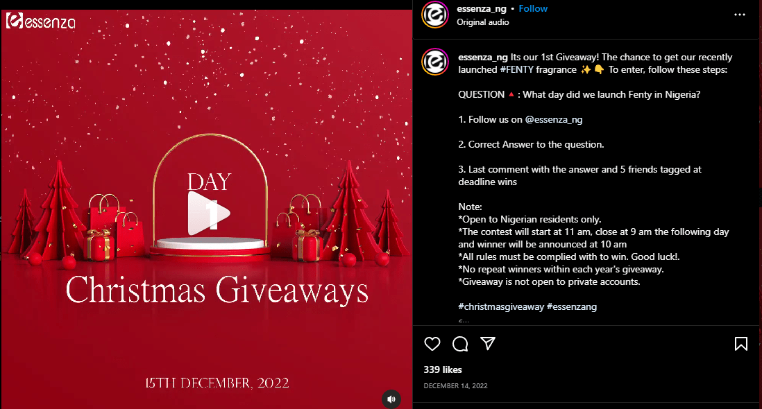 エッセンツァのプレゼント企画