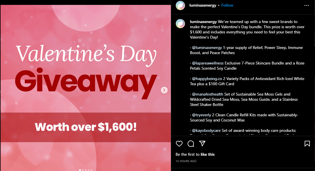 Ide giveaway valentine Shopify