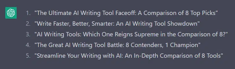 ChatGPT - Überschriftenausgaben