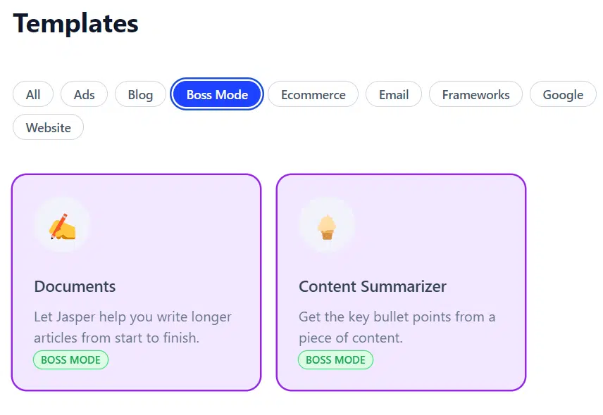 Jasper - Vorlagen - Boss-Modus