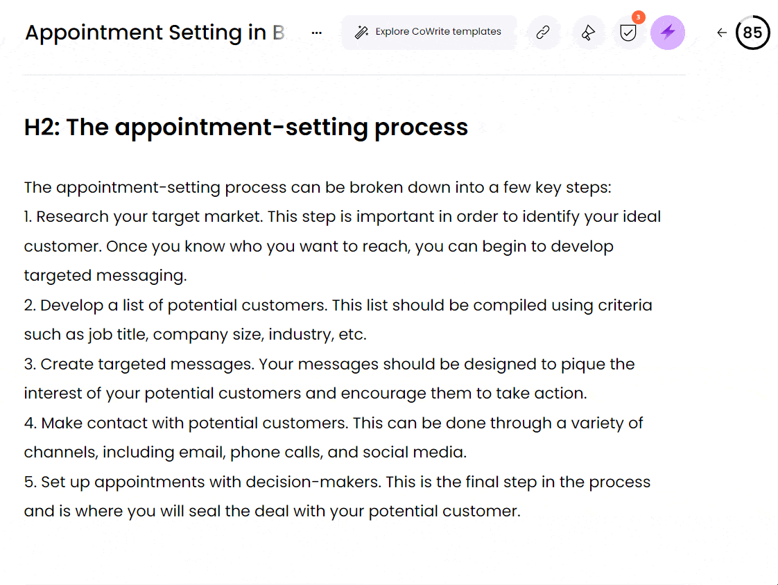 Writer - Funktion zum Weiterschreiben