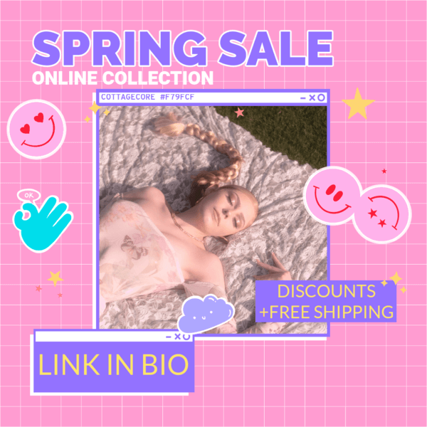 用于春季促销的现代 Instagram 帖子制作工具,带有贴纸图形 3029n 4444