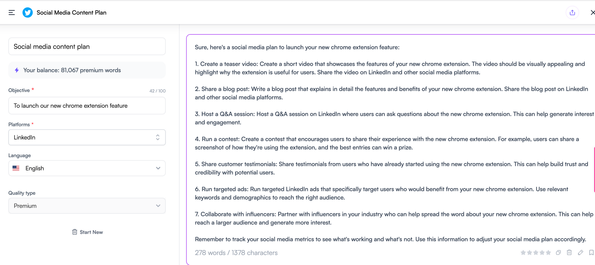 Writesonic 社交媒體計劃 - ChatGPT 替代社交媒體
