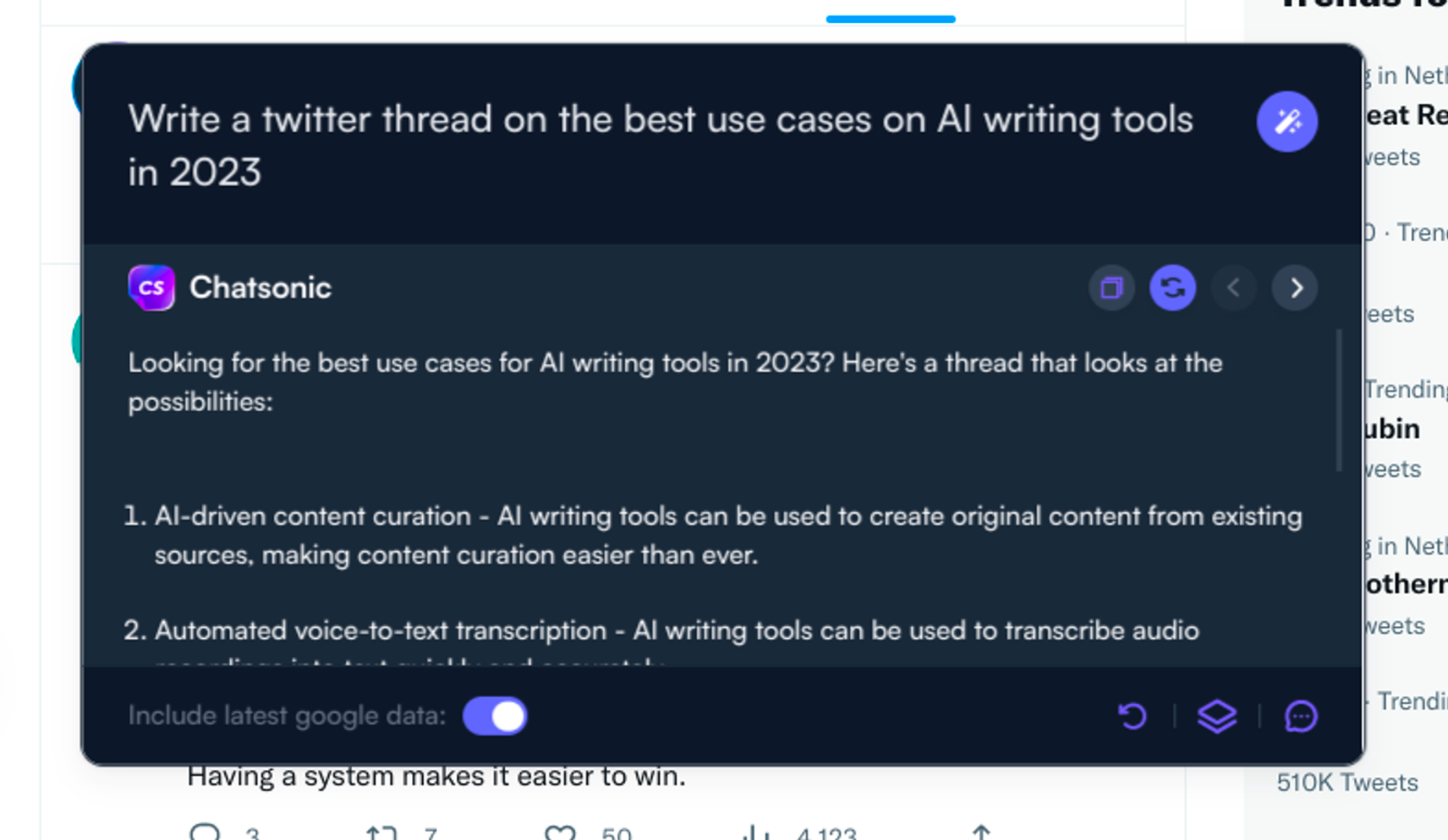 ChatSonic 示例 - ChatGPT 替代社交媒體