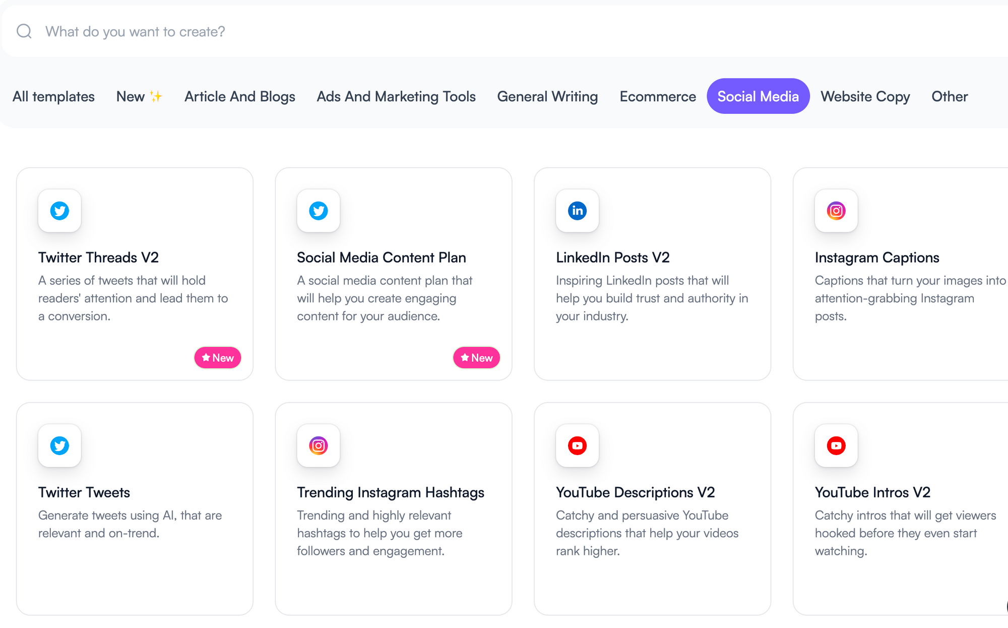 Writesonic 功能 - ChatGPT 替代社交媒體
