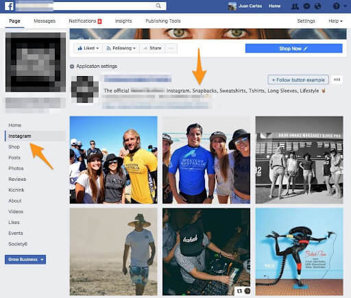 إنستا تبويب فيسبوك