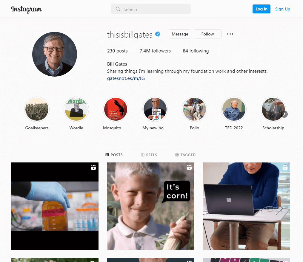 interfaccia instagram