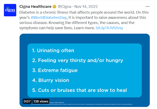 Cigna Healthcare World Diabetes Day Social-Media-Beispiel