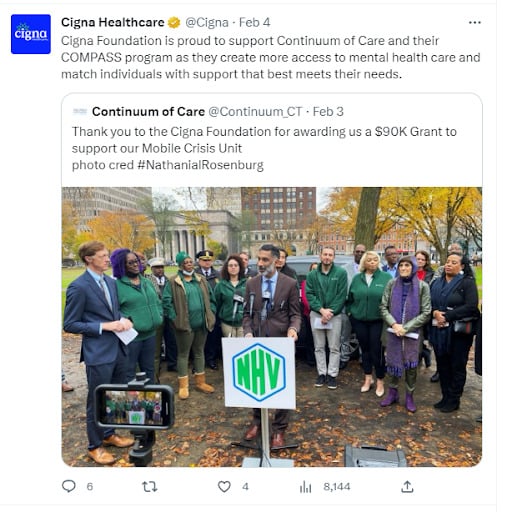 Beispiel für Gesundheitsinitiativen der Cigna Foundation in den sozialen Medien