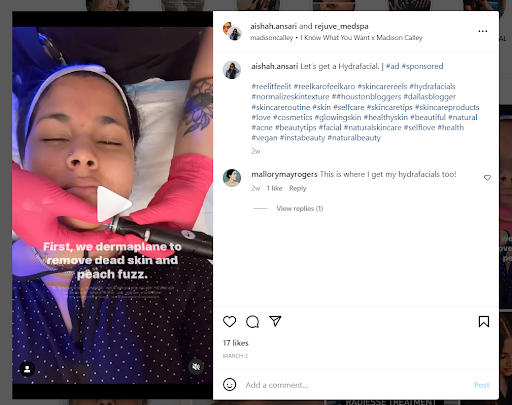 Beispiel für einen Social-Video-Post mit Patienteninformationen für Zahnkliniken