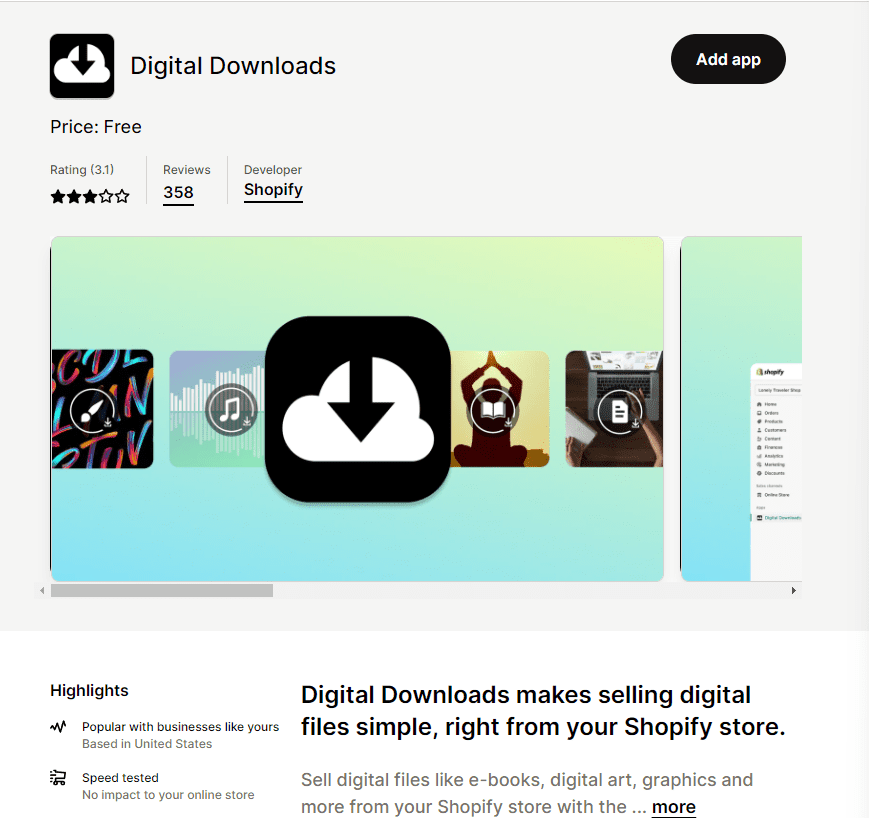 Shopify デジタルダウンロードアプリ