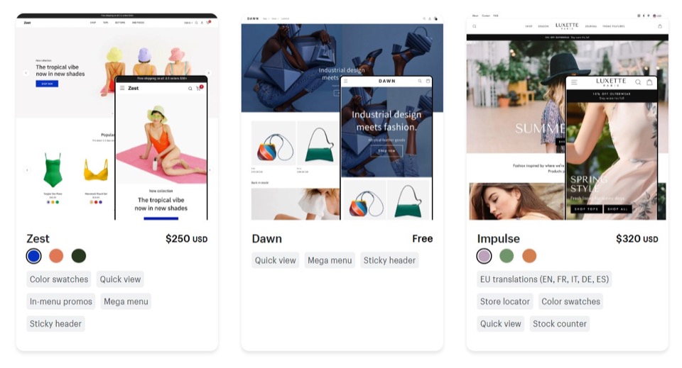 premium i darmowe motywy na Shopify